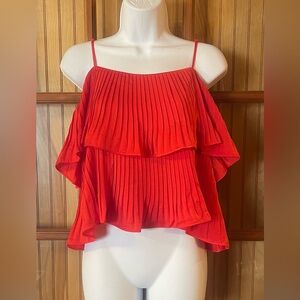Express Red Pleated Ruffle Camisole Top - Women